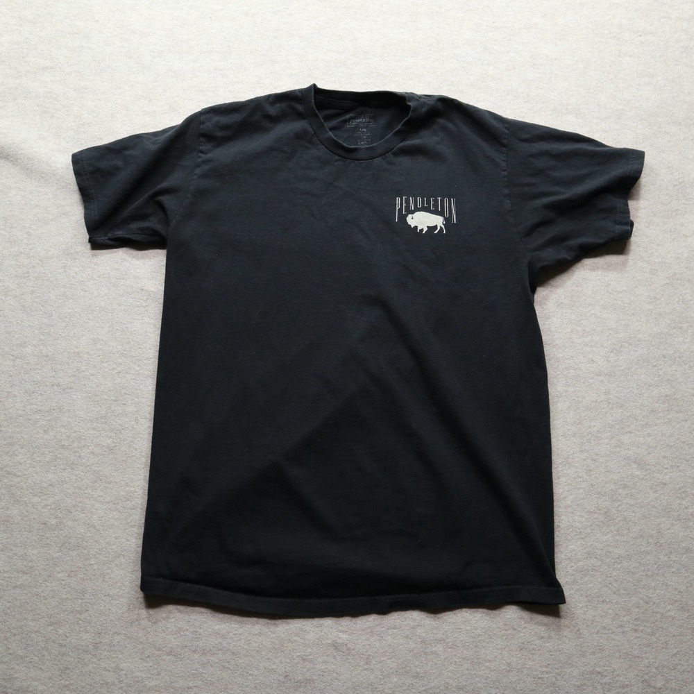 Pendleton T Shirt Large Black Graphic Tee Modern Buffalo Back Print Cotton